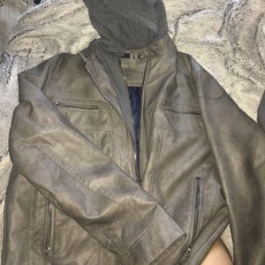 Grey Calvin Klein hooded zip-up jacket
