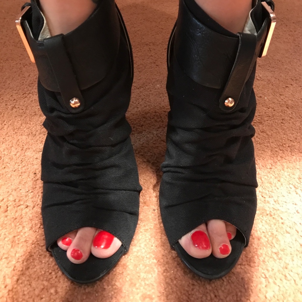 Black peep toe booties