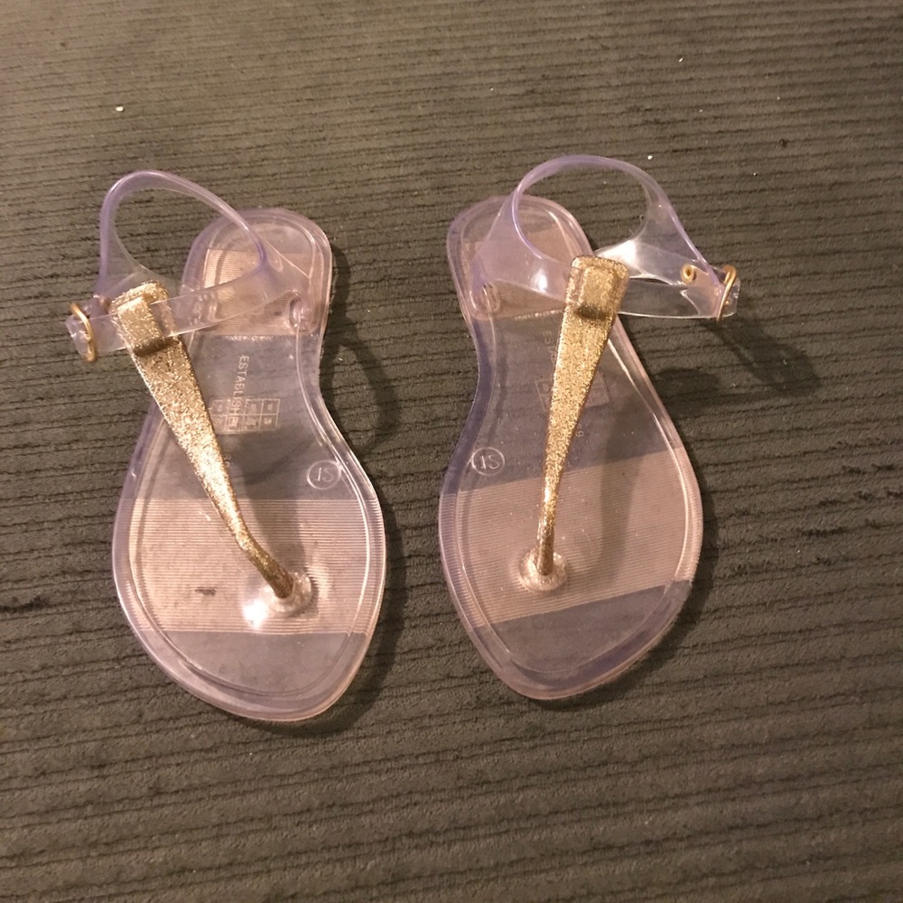 Clear and Gold Jelly Thong Sandals