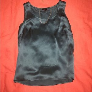 Talbots teal silk shell