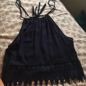 Tank top with lace on the bottom