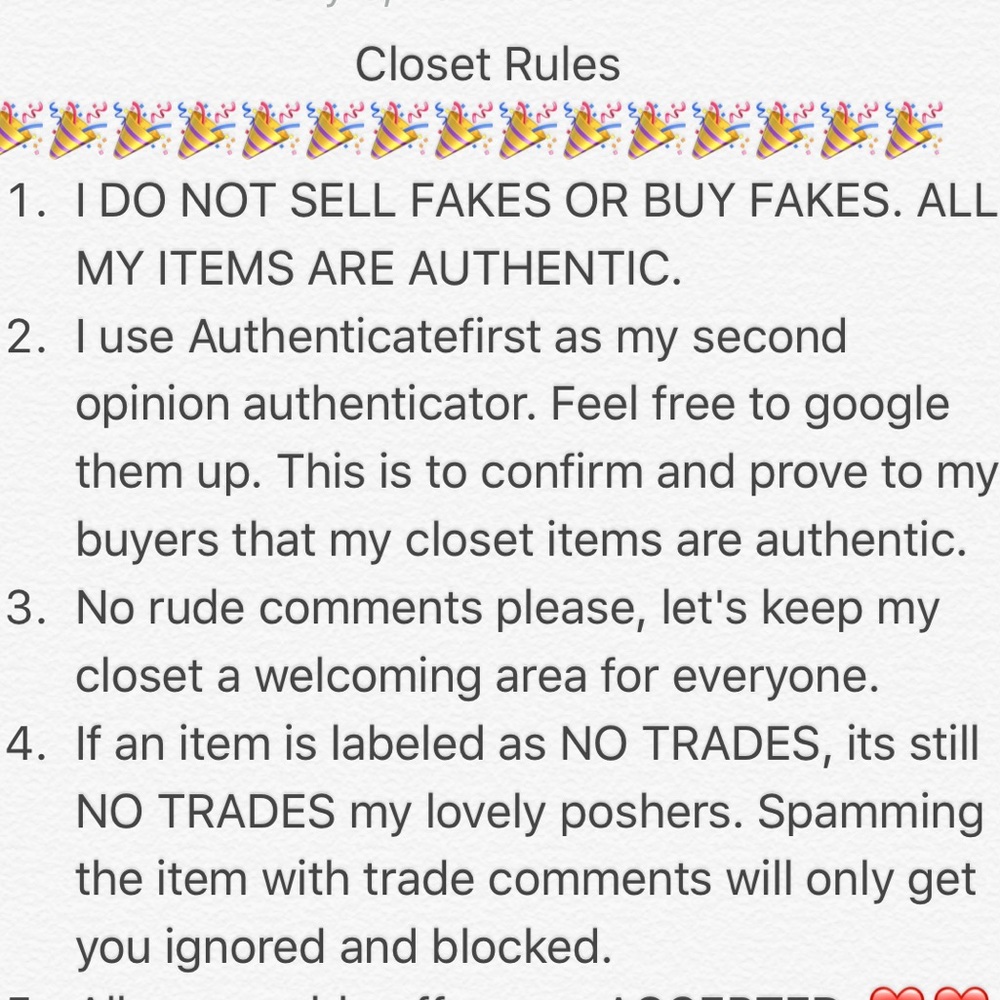 Closet Rules ! Please read before poshing ❤️❤️❤️