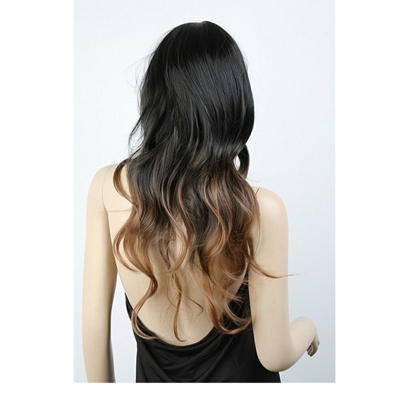 Long Two Tone Black and Brown Ombre Wig main image 4
