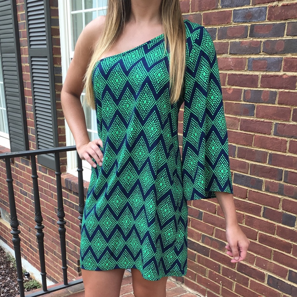 One Shoulder Geometric Dress