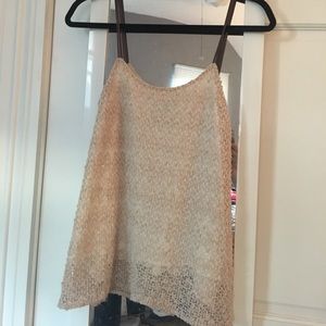 Crochet tank top with leather straps