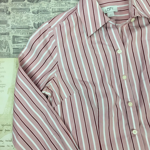 Ann Taylor Loft Blouse Button Down Long Sleeve 8 - Picture 2 of 6