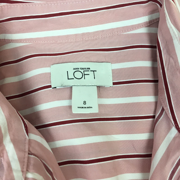 Ann Taylor Loft Blouse Button Down Long Sleeve 8 - Picture 4 of 6