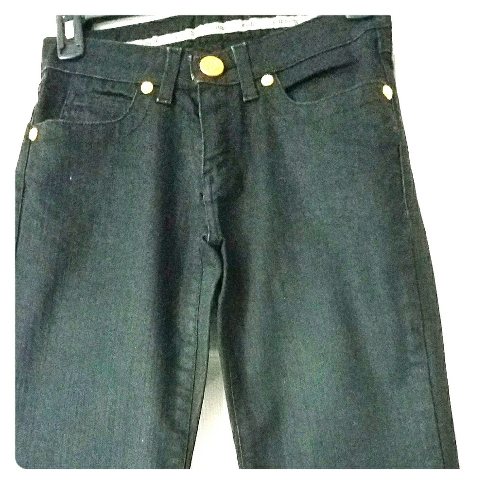 Faith connexion black jean with gold pocket detail