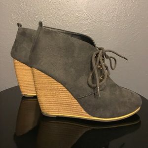 Gray Suede Wedges