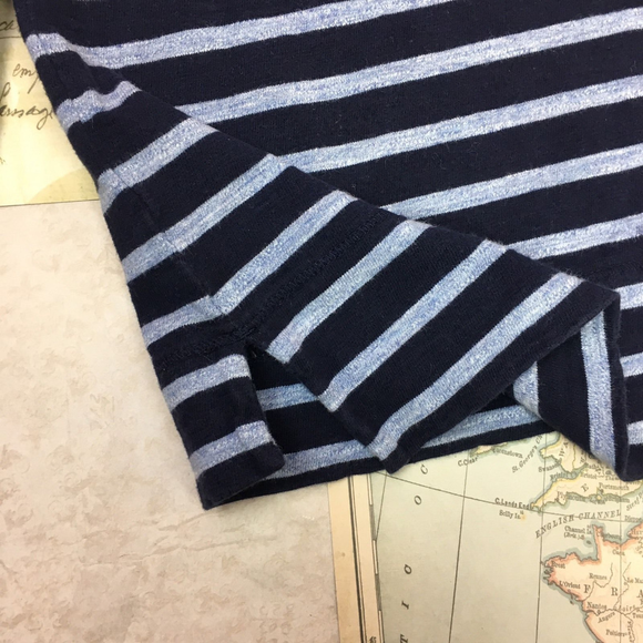 J Crew Blouse Women's Small Blue Striped Cotton - Picture 4 of 4