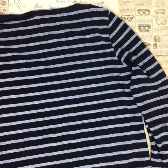 J Crew Blouse Women's Small Blue Striped Cotton - Picture 3 of 4