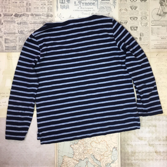 J Crew Blouse Women's Small Blue Striped Cotton - Picture 2 of 4