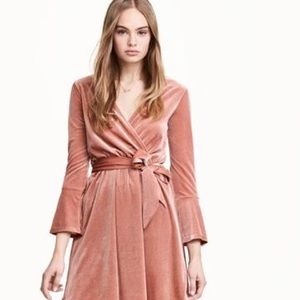 H&M Pink Velvet Wrapover Dress