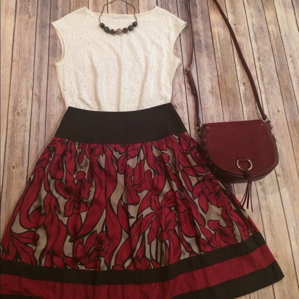 Floral Silk Skirt by Nygard Gorgeous A Line Sz 8