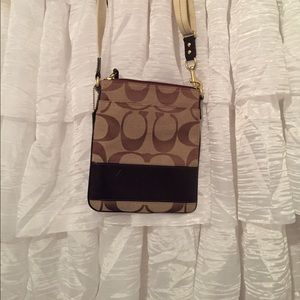 COACH Crossbody Brown and Tan Jacquard Bag