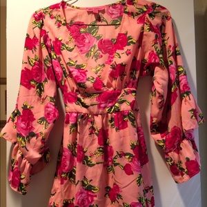 Betsey Johnson Floral Shirt wide sleeves preowned