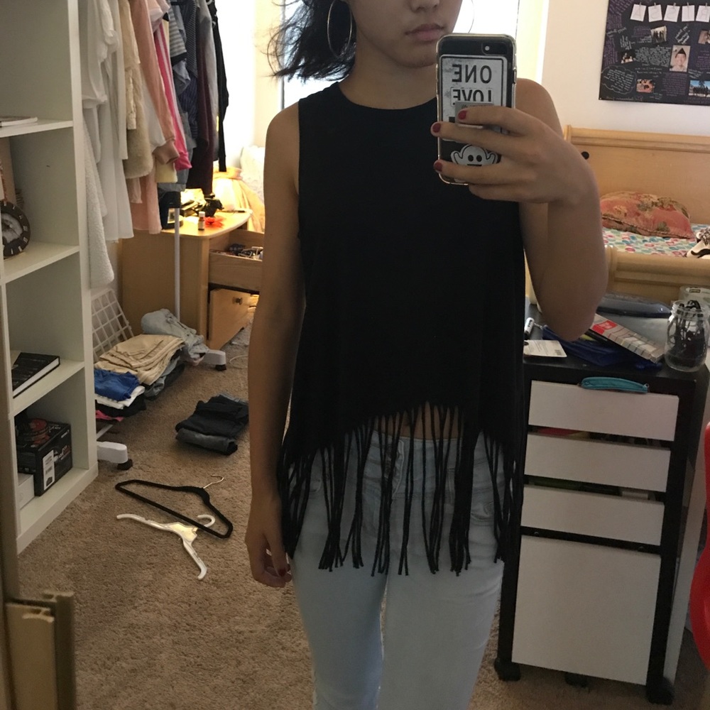 Black Fringe Tank