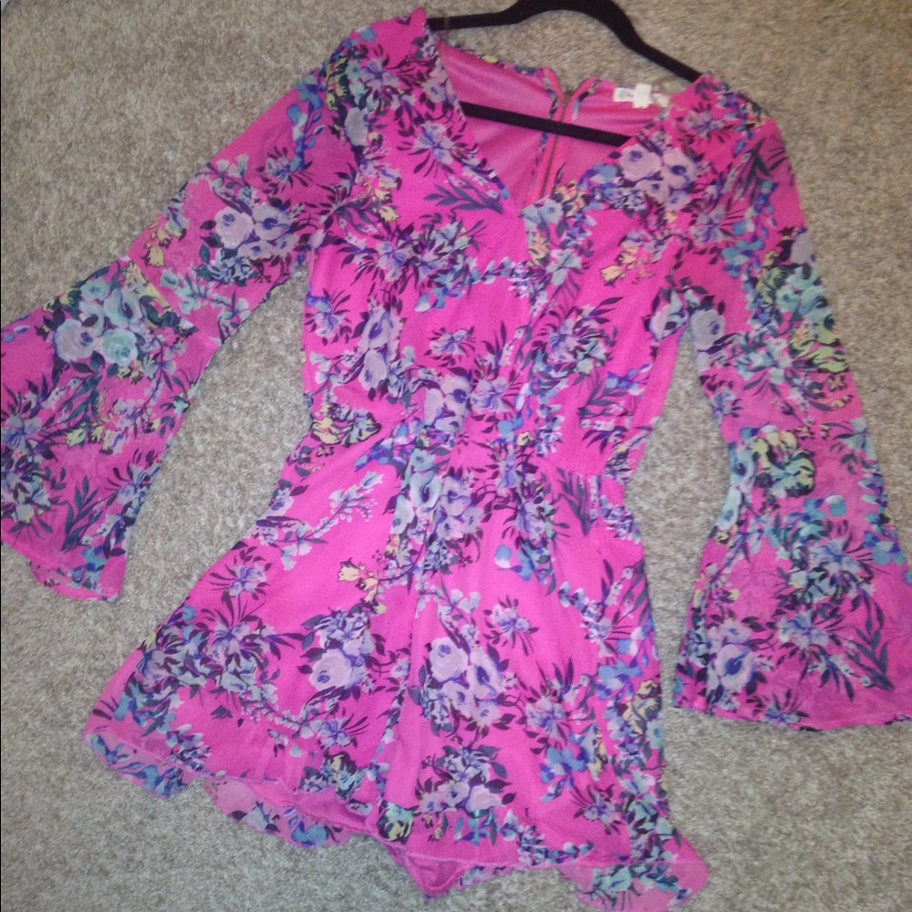 Hot Pink Floral Romper