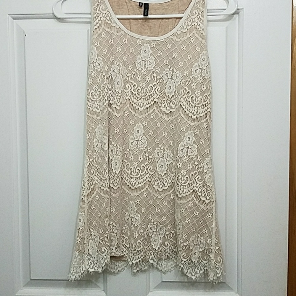 Lace shirt silver tan color