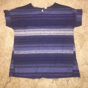 Striped Woven Linen Blouse, western style