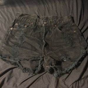 Levi's black distressed booty shorts high waist