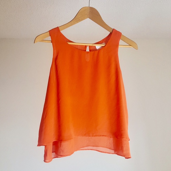 BUNDLE TO SAVE Bisou Bisou Orange Chiffon Tank - Picture 1 of 3