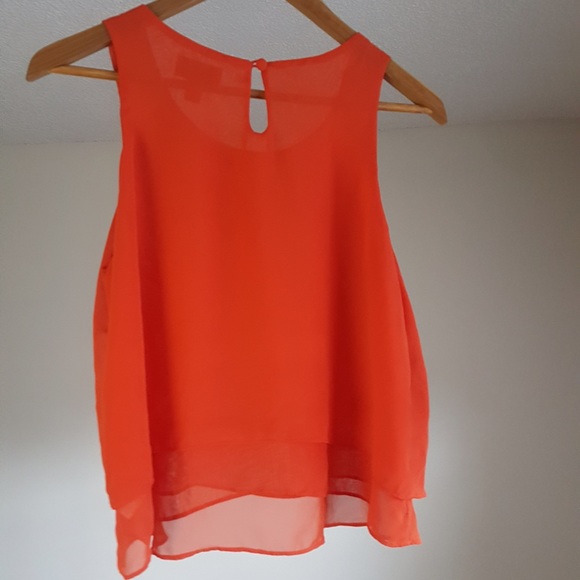 BUNDLE TO SAVE Bisou Bisou Orange Chiffon Tank - Picture 3 of 3