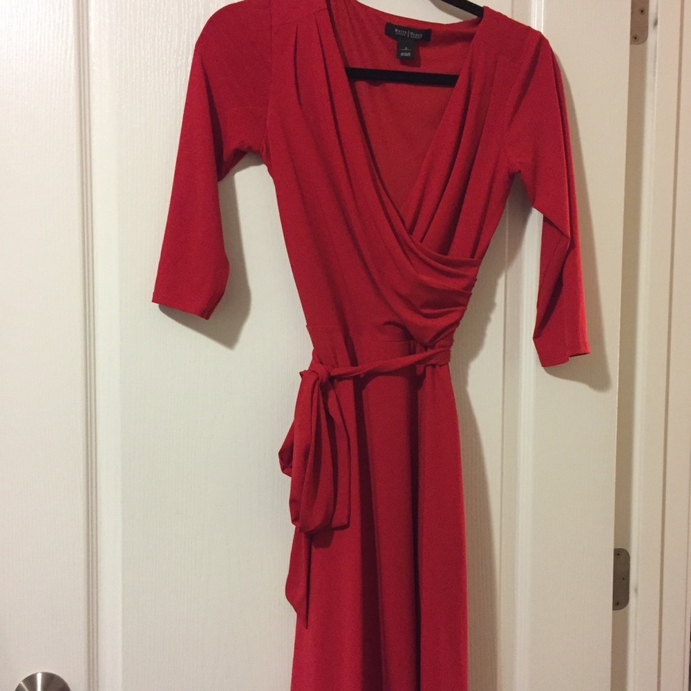 Red faux wrap dress