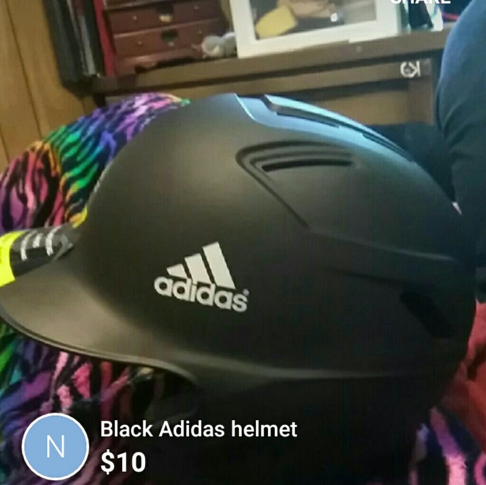 Black Adidas baseball helmet