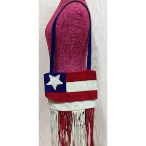 American Flag Suede & Fringe Bag
