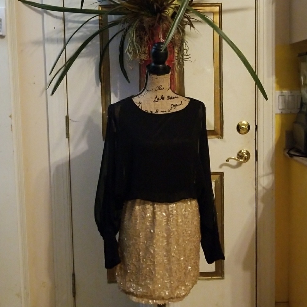 Black and Gold Sequin Mini