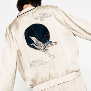ZARA Glossy Embroidered Bomber Jacket ZARA Glossy Embroidered Bomber Jacket