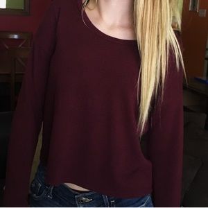 maroon cotton sweater / long sleeve