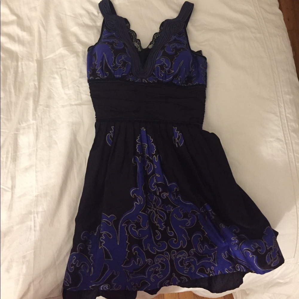 Free People Black and Blue Pattern XS Dress