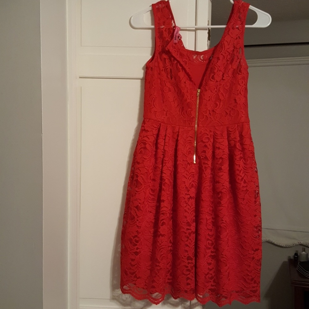 Betsey Johnson red lace dress size 2 - Picture 3 of 5