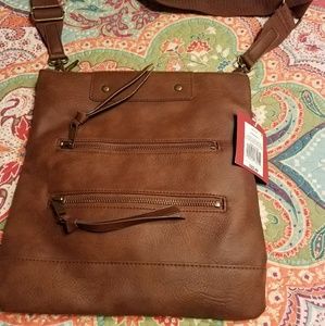 Brown faux leather crossbody