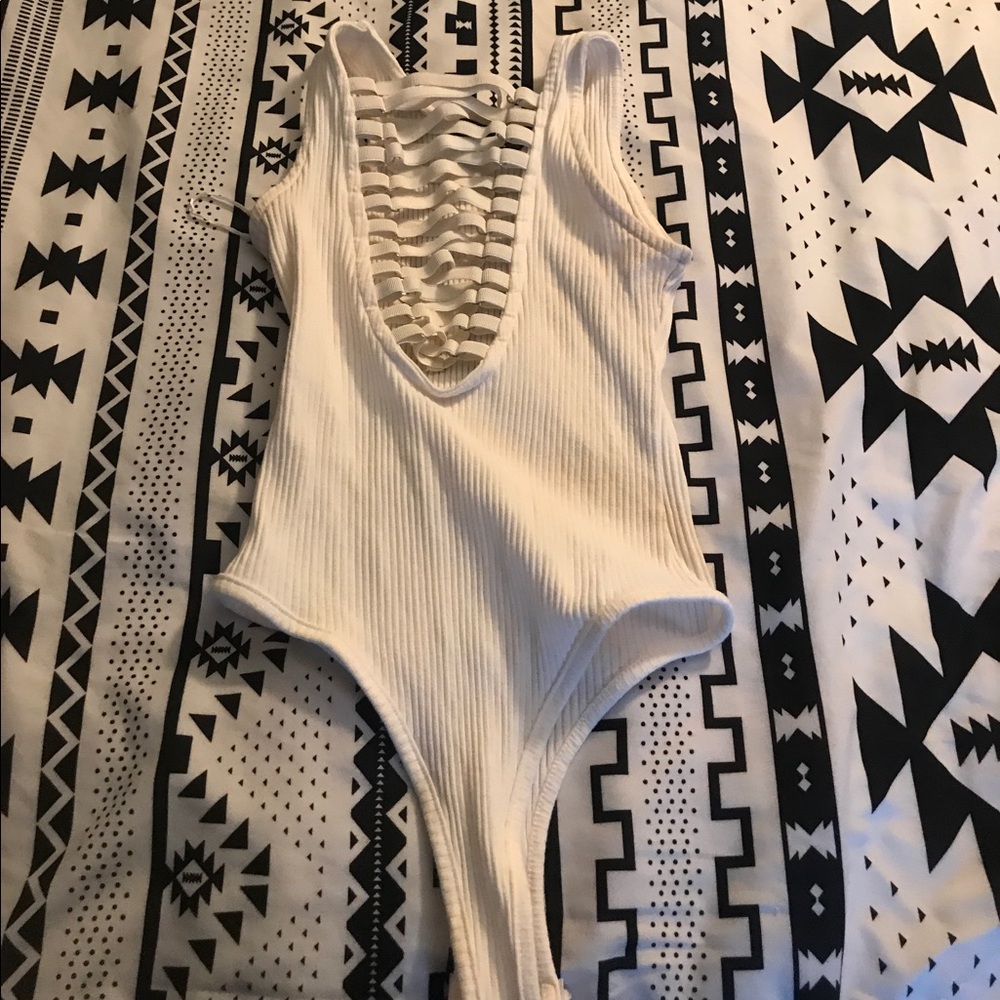 Lacey white bodysuit