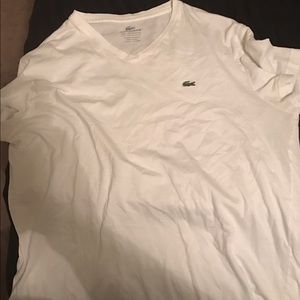 Lacoste men's v-neck white shirt size 5