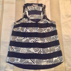 Blue printer racerback loose top