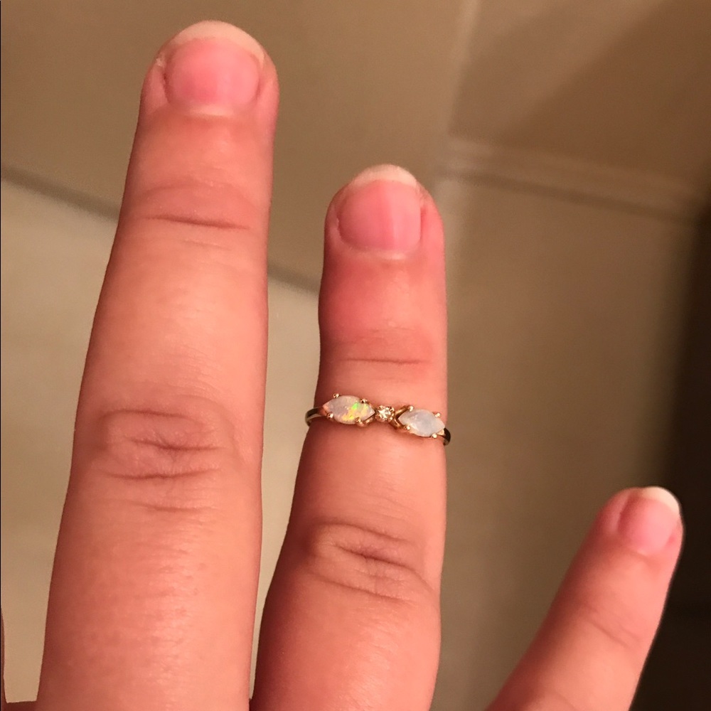 14k gold diamond opal ring