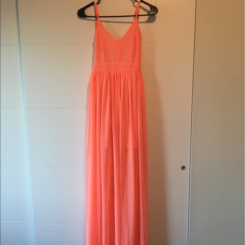 Brand New Coral / Peach Maxi backless dress