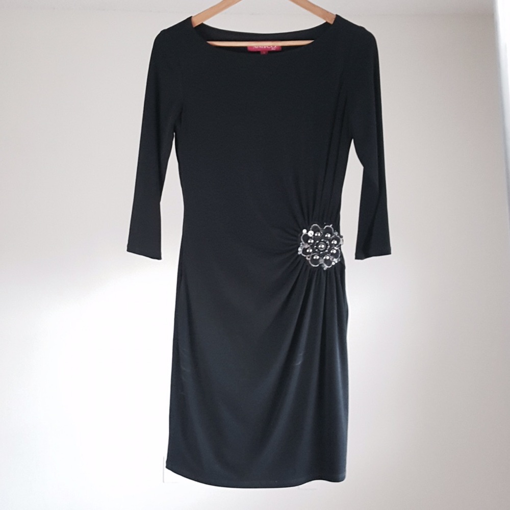 Formal Black 3/4 Length Sleeve Little Black Dress
