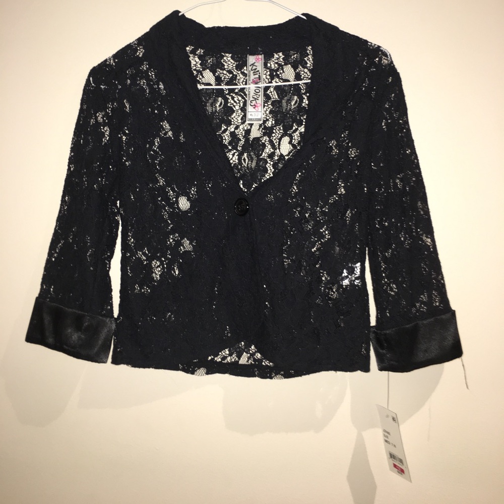 NEW cropped black lace kids blazer/cardigan