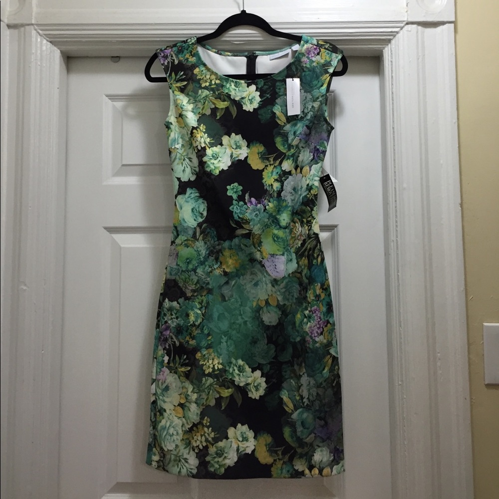 New York & Company Black and Green Floral Dress