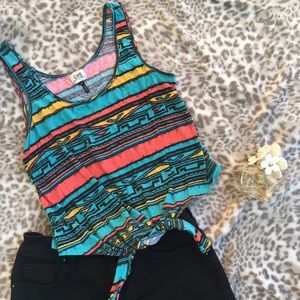 ☀️SALE🌴 Pacsun Aztec print crop Front Tie tank