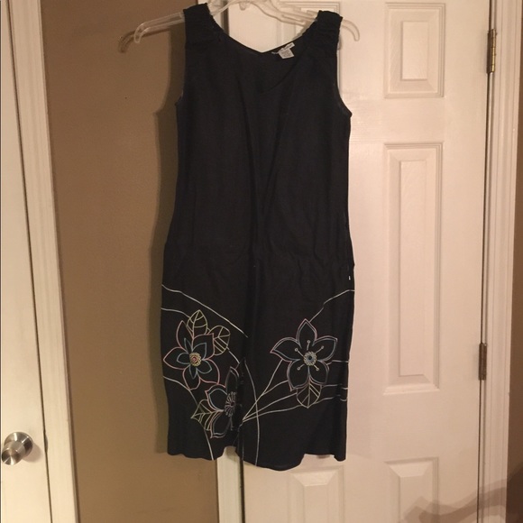 Black Sleeveless Linen Dress - Picture 1 of 2