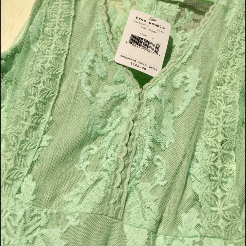 NWT Free People sea green lace dress