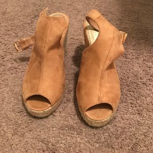 Tan Espadrille Wedge Sandals