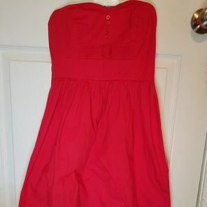 Red strapless summer dress