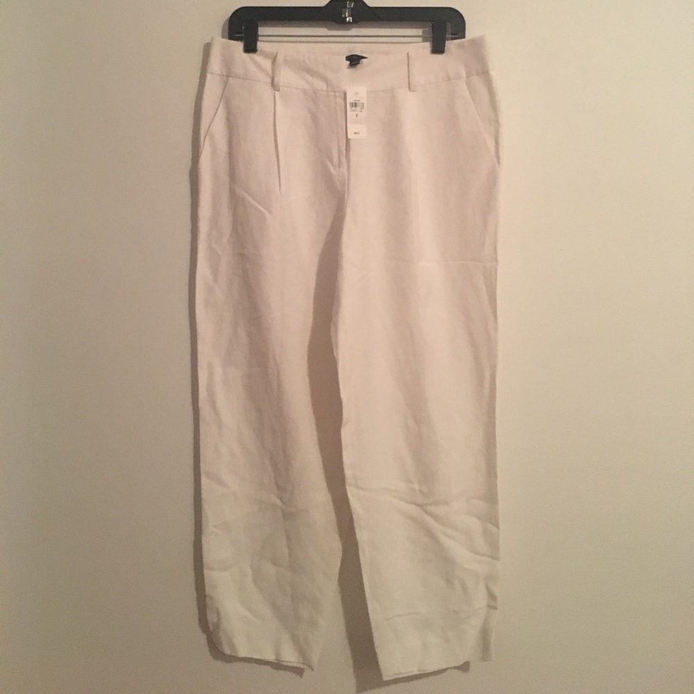 Ann Taylor White Linen Cargo Pants NWT